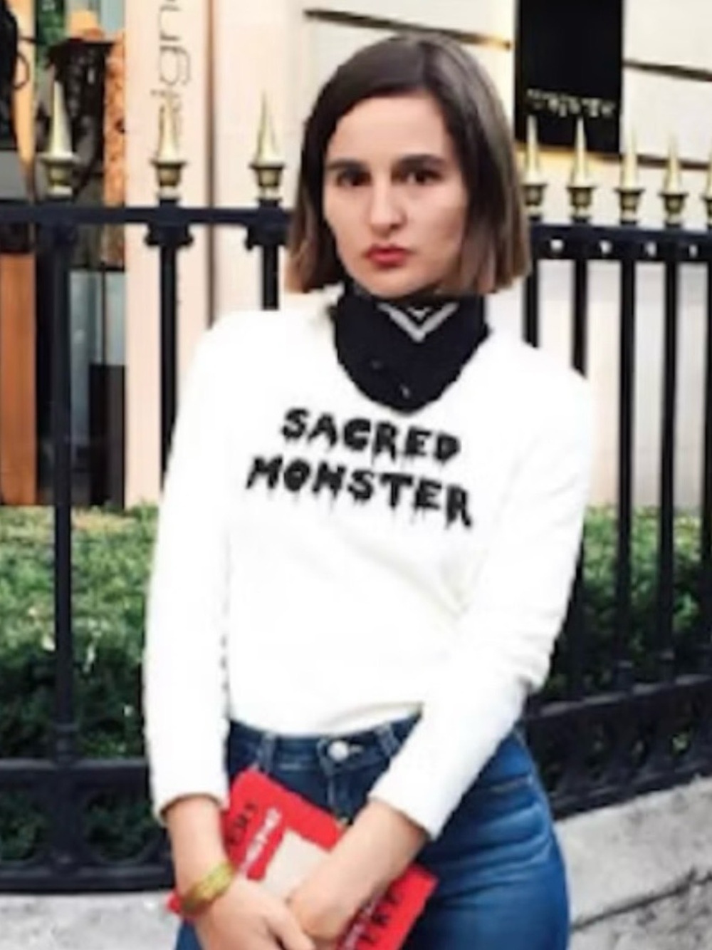White "Sacred Monster" Graphic Long Sleeve T. Alexa Chung x AG collab, vintage